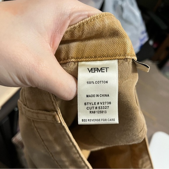 Vervet Leslie Super High Rise 90's Vintage Crop Flare Jeans Tan Brown Size 32 U - Picture 8 of 11